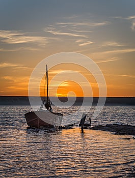 Old Abandoned Boat at Sunset