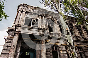 Old abandoned building in Mariupol photo