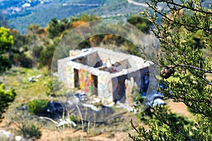 Old and abandoned building in the Penteli mountain of Greece