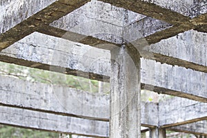 Old abandoned building reinforced concrete structures
