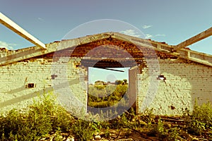 Old abandoned building in ruins, evictions and photo