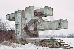 old abandoned building in winter