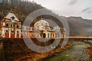 Old abandoned buildings in the Roman spa town in Romania, Mehedi