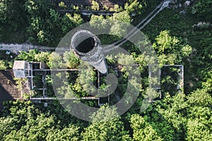 Old abandoned cement factory in Bedzin Poland aerial drone photo
