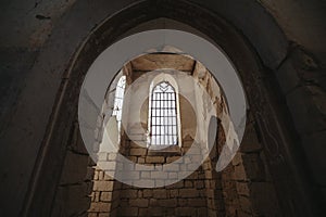 Old abandoned church. Magic building with ghosts.