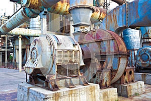 Old abandoned closed steel steelworks pipelines