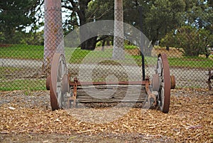 Old abandoned farm machinery frame