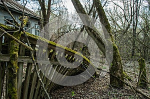 Old abandoned country house in the exclusion zone. Consequences of the Chernobyl nuclear disaster