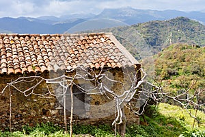 Old abandoned country house in Sicilian mountains