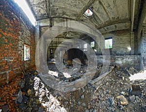 Old abandoned and destroyed boiler room