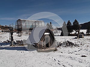 The Old,abandoned,dilapidated double-chair lift station