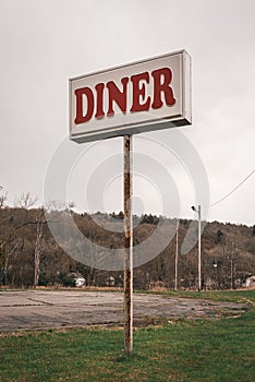 Old abandoned diner sign, Parksville, New York photo
