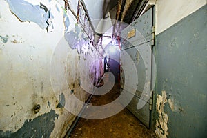 Old abandoned dirty Soviet bunker, echo of Cold War