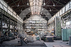 Old abandoned factory with equipment