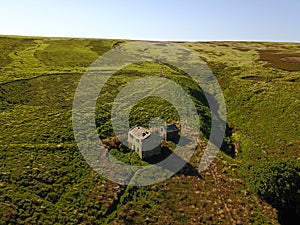 Old abandoned farm house in yorkshire england uk