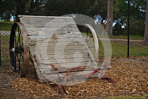 Old abandoned farm machinery frame