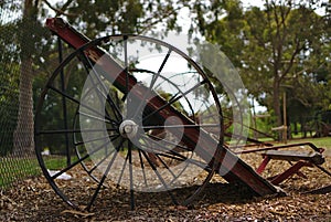 Old abandoned farm machinery frame