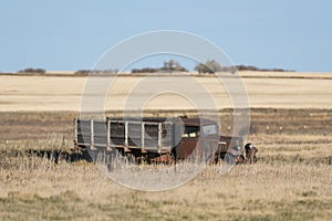 A old abandoned farm truck in a North Dakota Field