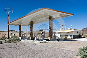 Old abandoned gas station in desert