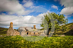 Old abandoned Glenfenzie farmhouse ruin in scotland