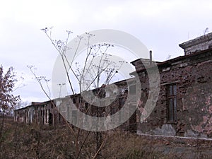 Old abandoned gloomy building unnecessary construction