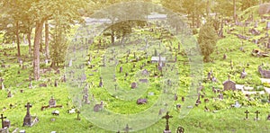 Old abandoned graveyard cemetery