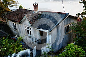 Old abandoned grey house, Norway