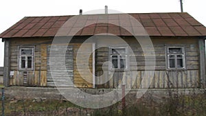 An old abandoned house with broken Windows. Abandoned house in the exclusion zone in Chernobyl, the city of Pripyat. 4k