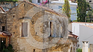 Old abandoned house building in a village in Crete, Greece