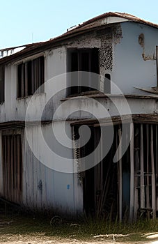 Old abandoned house in the city