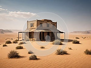 old abandoned house in the desert
