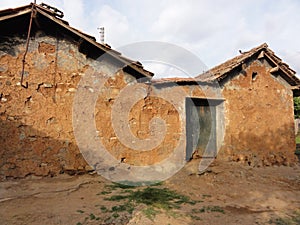 An old abandoned house, ruined - Front view