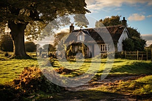 Old abandoned house on a rural landscape