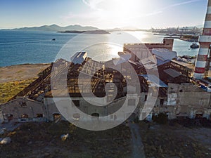 Old, abandoned industrial building from above photo