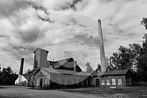 A old abandoned industry building in black and white