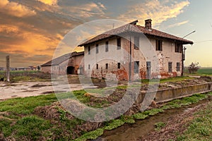 Old abandoned italian Piedmontese farmhouse