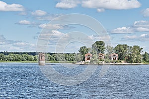 Old abandoned Kazan water intake of 19th, Volga River, Russia.