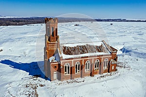 Old abandoned Lutheran church Walter in winter