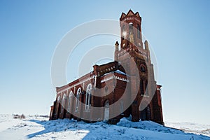 Old abandoned Lutheran church Walter in winter