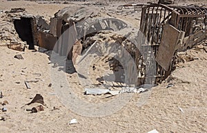 Old abandoned military bunker in the african desert