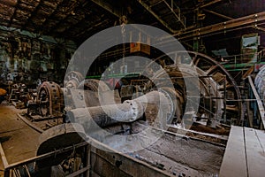 Old abandoned mining processing plant. Ore-dressing treatment with classifiers photo