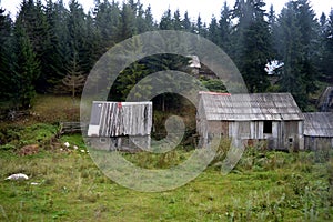 Old abandoned mountain lodges