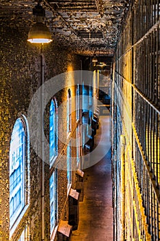 Old abandoned prison reformatory cell block