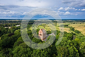 The old abandoned Prussian church in Domnovo village