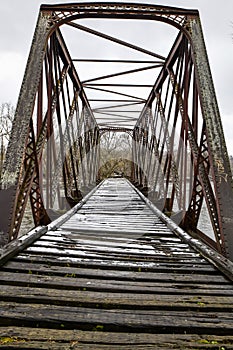 old and abandoned railroad train bridge