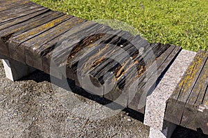 old abandoned rotten bench for rest