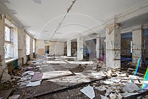 Old abandoned ruined house indoor