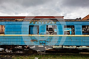 old abandoned ruined reataurant train wagon (car