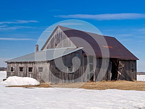 Old abandoned rusted barn photo
