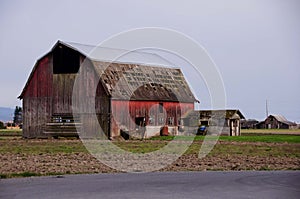 Old abandoned rustic wooden barn.